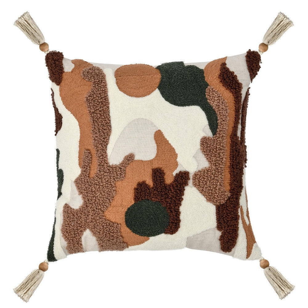 Kart Square Accent Throw Pillow | 22" | Brown White Cowhide Design