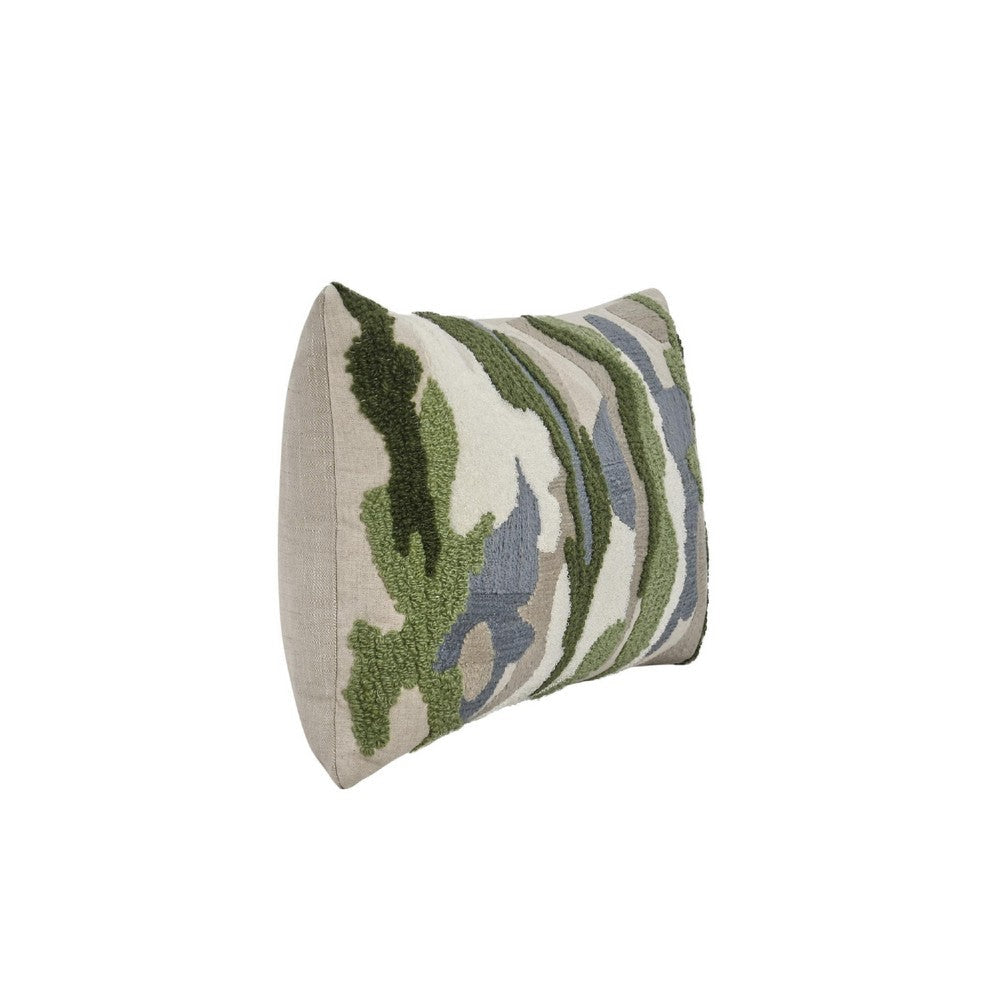 Kart Lumbar Accent Throw Pillow | 14x26 | Green White Camouflage BM333048