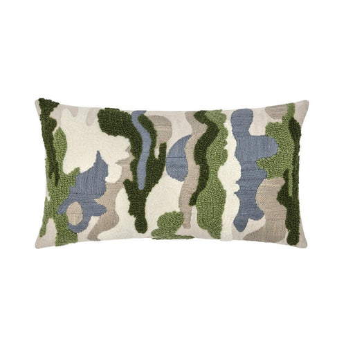 Kart Lumbar Accent Throw Pillow | 14x26 | Green White Camouflage