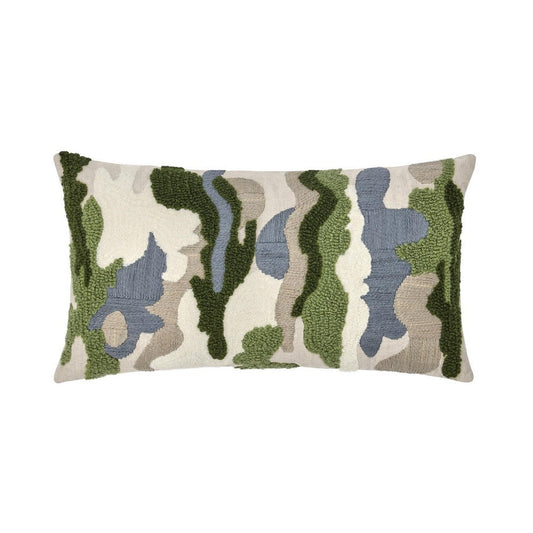 Kart Lumbar Accent Throw Pillow | 14x26 | Green White Camouflage