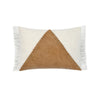 Lumbar Accent Throw Pillow | 14x20 Brown Pieced Design | Fringe Edges