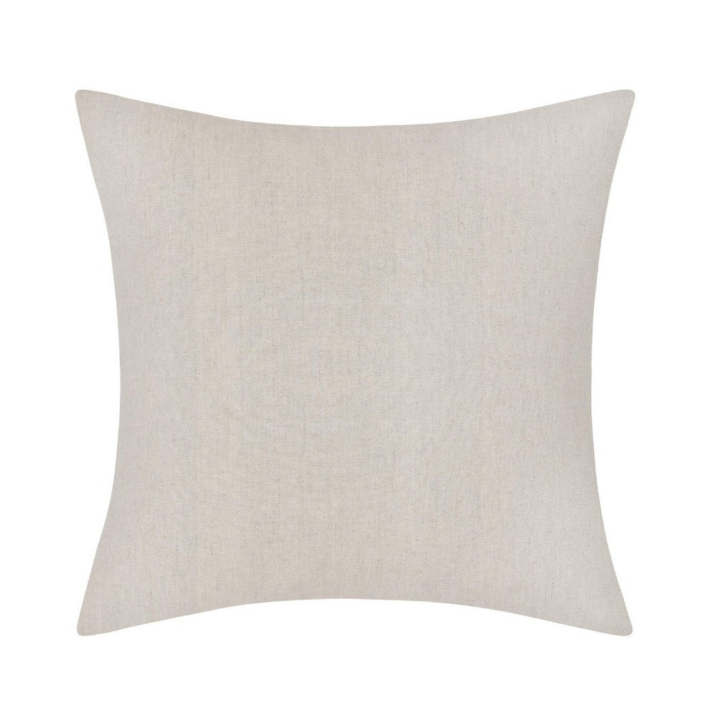 Square Accent Throw Pillow | 24’’ Textured Geometric Ivory and Brown BM333050