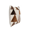 Square Accent Throw Pillow | 24’’ Textured Geometric Ivory and Brown BM333050