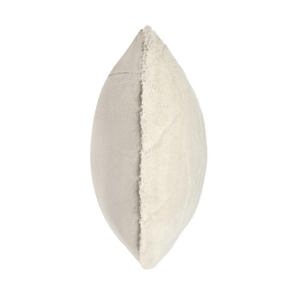 Lumbar Accent Throw Pillow | 16x36 Hand Tufted Organic Design | Ivory BM333051