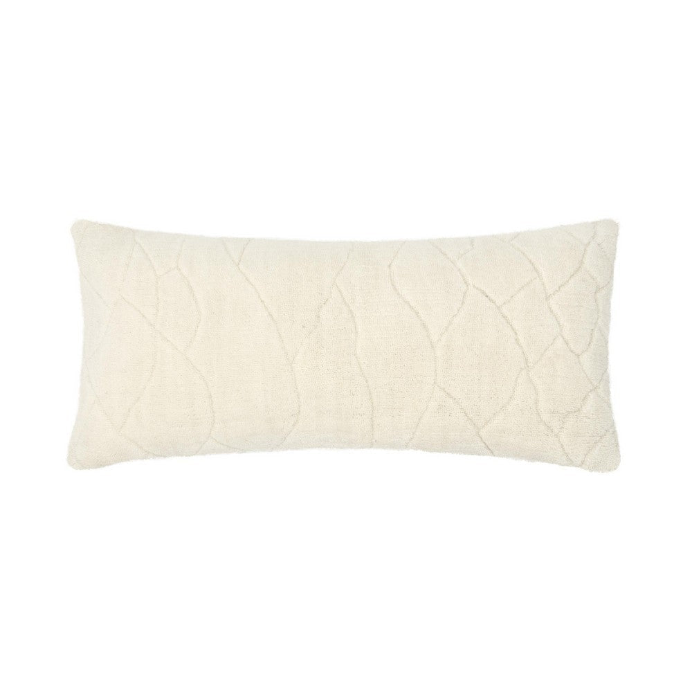 Lumbar Accent Throw Pillow | 16x36 Hand Tufted Organic Design | Ivory