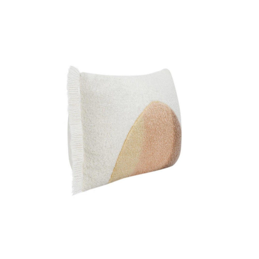 Lumbar Accent Throw Pillow | 14x26 | Hand Dip Dyed Half Circle | Ivory BM333052