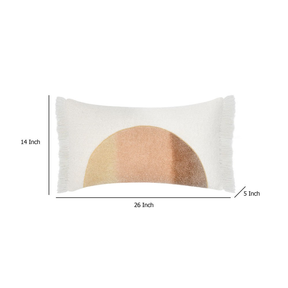 Lumbar Accent Throw Pillow | 14x26 | Hand Dip Dyed Half Circle | Ivory BM333052