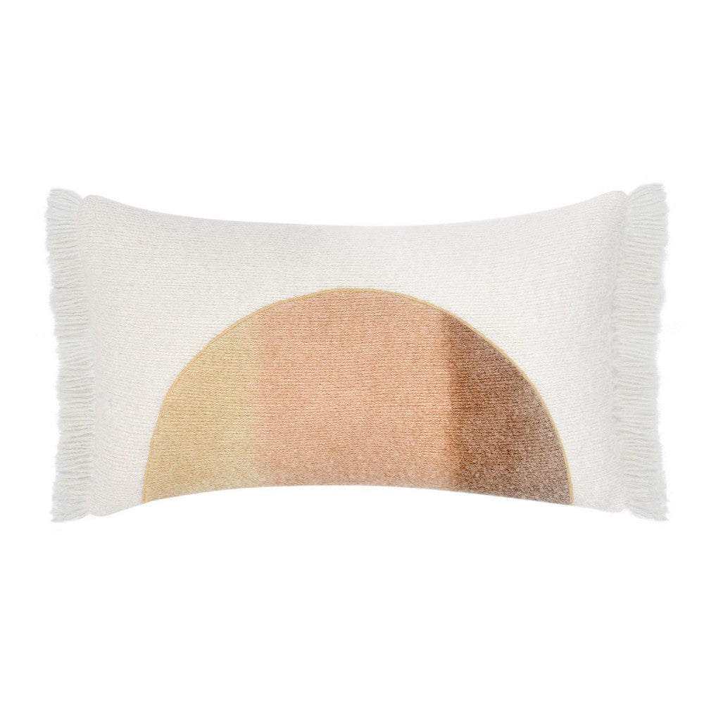 Lumbar Accent Throw Pillow | 14x26 | Hand Dip Dyed Half Circle | Ivory