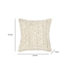 Square Accent Throw Pillow | 22’’ Handwoven Ivory Tonal Wool Stripes BM333053