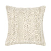 Square Accent Throw Pillow | 22" Handwoven Ivory Tonal Wool Stripes