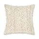 Square Accent Throw Pillow | 22" Handwoven Ivory Tonal Wool Stripes