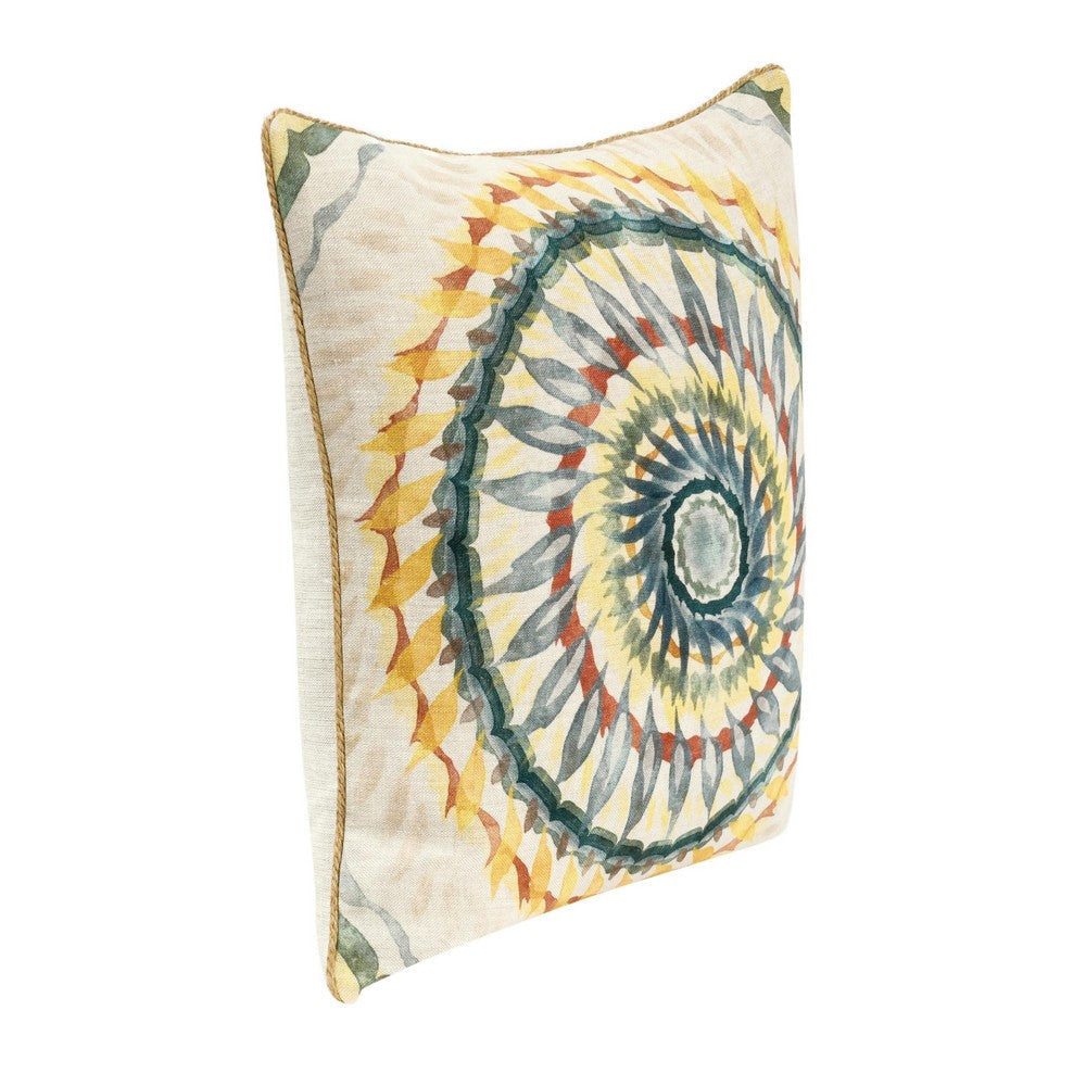 Square Accent Throw Pillow 20’’ Hand Painted Spiral Design Blue Red BM333055