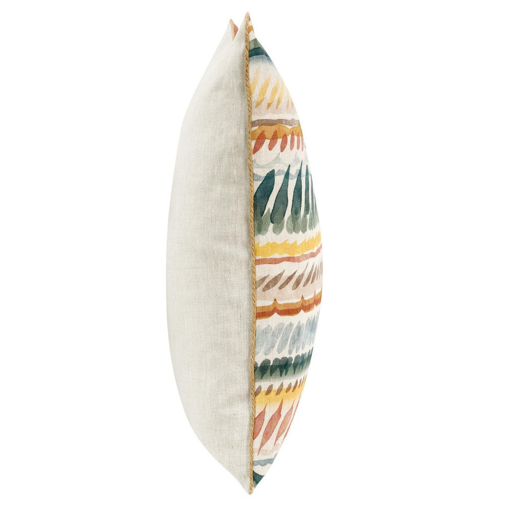 Square Accent Throw Pillow 22’’ Hand Painted Pottery Design Yellow BM333056