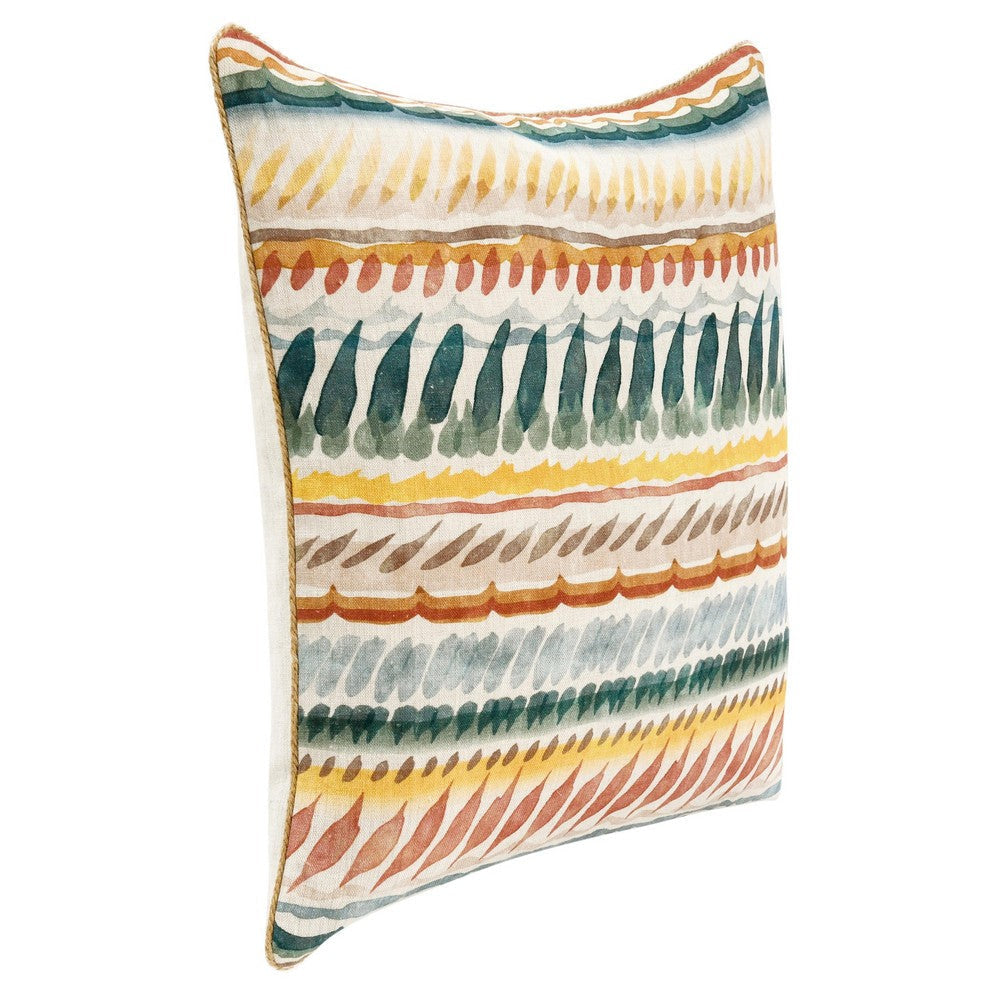 Square Accent Throw Pillow 22’’ Hand Painted Pottery Design Yellow BM333056