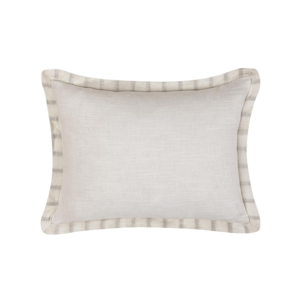 Lumbar Accent Throw Pillow 14x20 Green Checkered Stripe Flange Edge BM333057