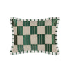 Lumbar Accent Throw Pillow, 14x20, Green Checkered Stripe, Flange Edge