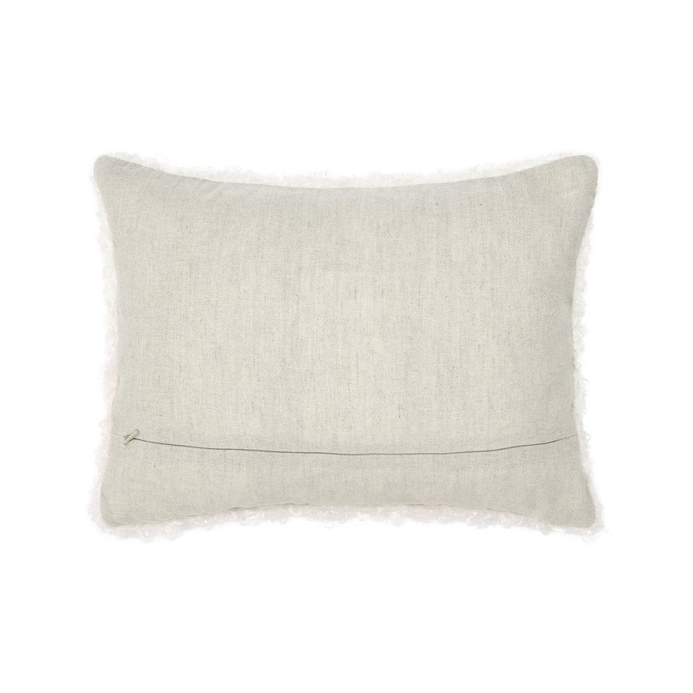 Cusp Lumbar Accent Throw Pillow 12x16 Curly Texture Ivory Shearling BM333059