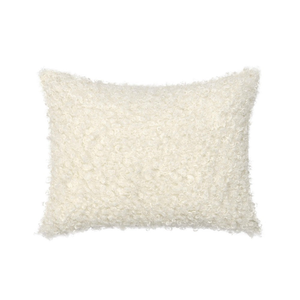 Cusp Lumbar Accent Throw Pillow, 12x16, Curly Texture Ivory Shearling