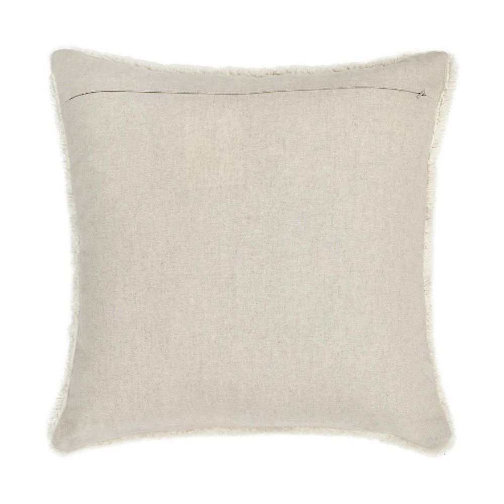 Square Accent Throw Pillow 22’’ Hand Tufted Organic Design Ivory BM333060