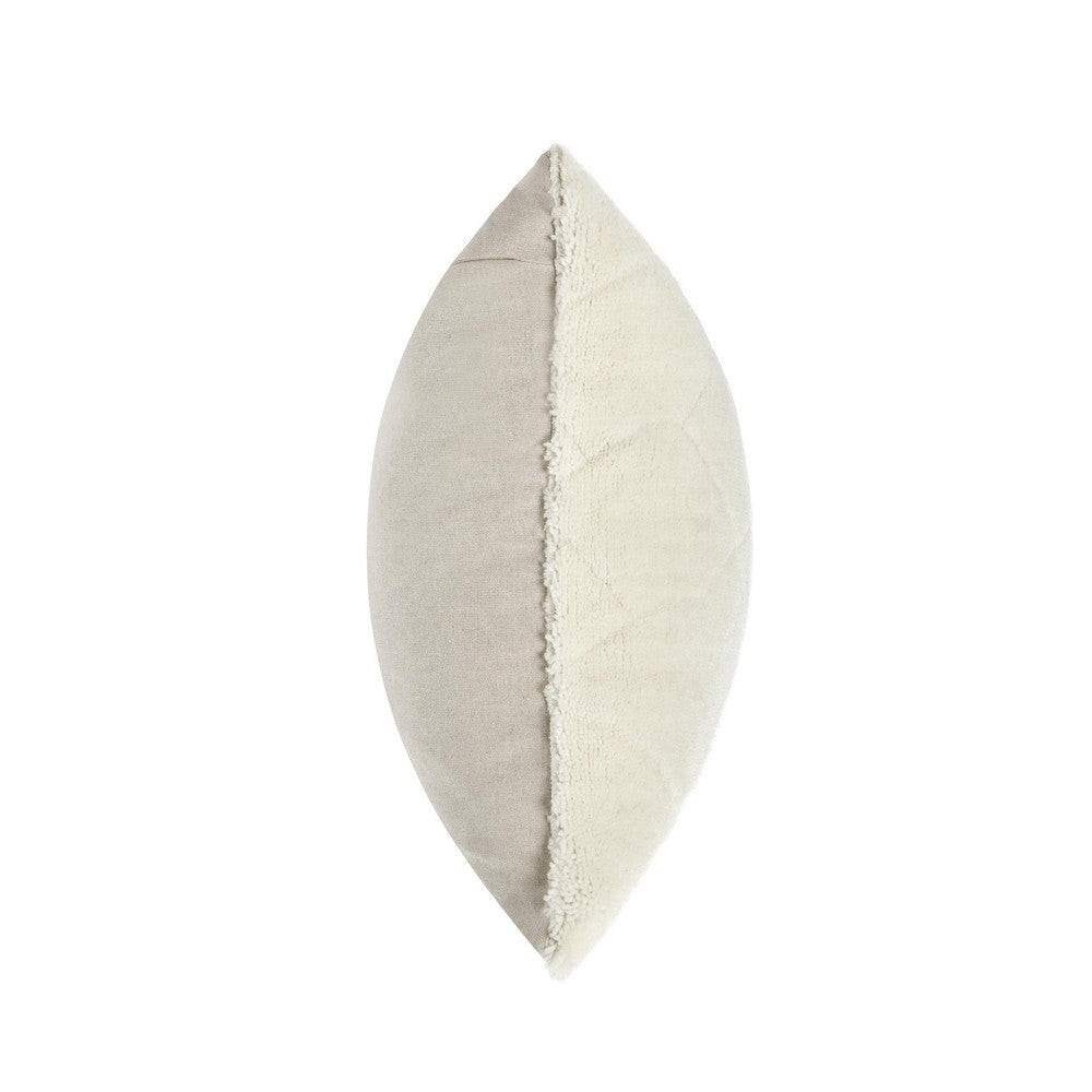 Square Accent Throw Pillow 22’’ Hand Tufted Organic Design Ivory BM333060