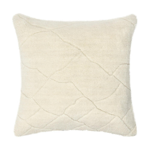 Square Accent Throw Pillow, 22", Hand Tufted Organic Design, Ivory