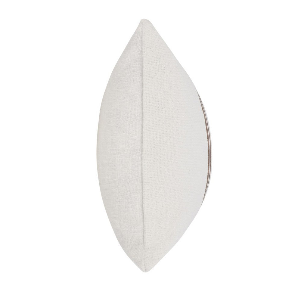 Leno Lumbar Accent Throw Pillow 14x26 Red Stripe Accent Ivory Linen BM333061