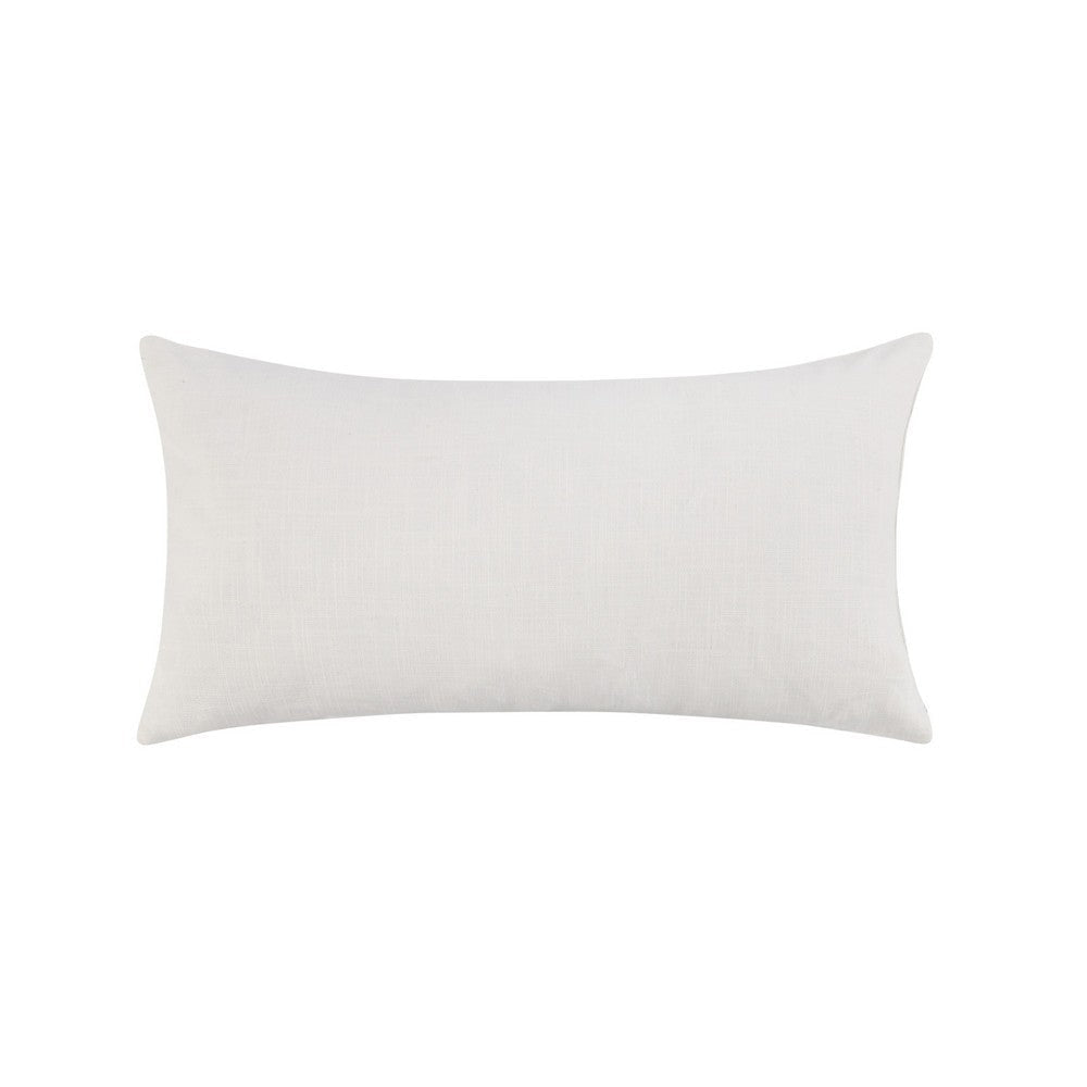 Leno Lumbar Accent Throw Pillow 14x26 Red Stripe Accent Ivory Linen BM333061