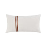 Leno Lumbar Accent Throw Pillow, 14x26, Red Stripe Accent, Ivory Linen