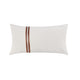 Leno Lumbar Accent Throw Pillow, 14x26, Red Stripe Accent, Ivory Linen