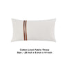 Leno Lumbar Accent Throw Pillow 14x26 Red Stripe Accent Ivory Linen BM333061