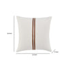 Leno Square Accent Throw Pillow 22’’ Red Stripe Accent Ivory Linen BM333062