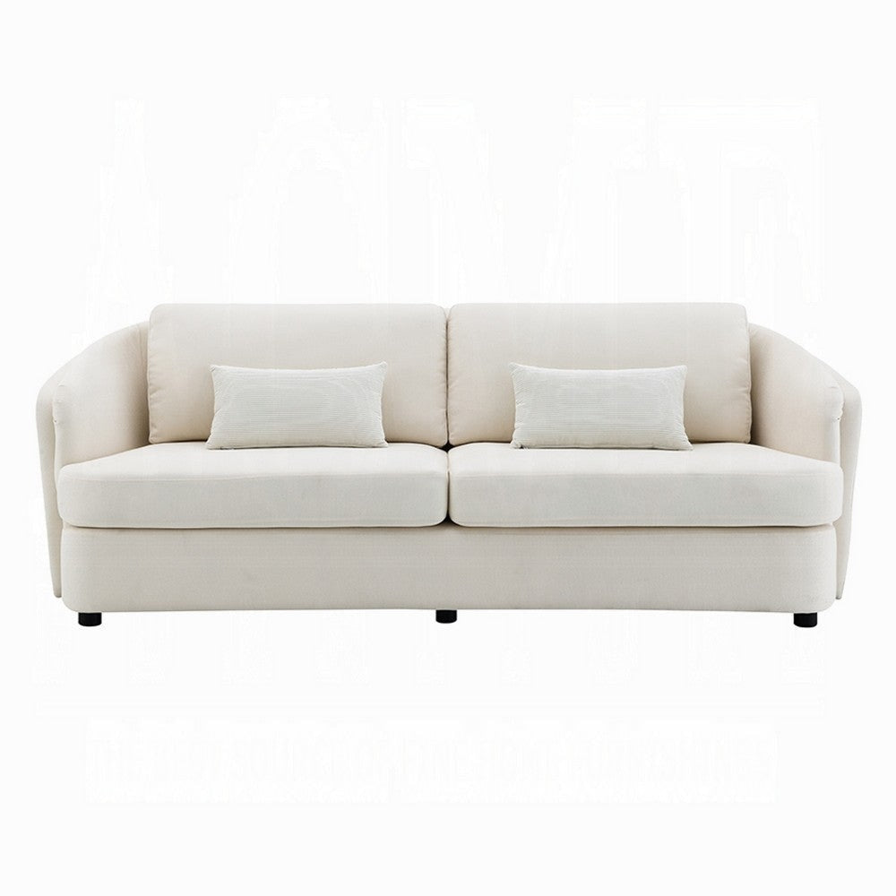 Riku Sofa | 2 Lumbar Pillows | 84’’ | Beige Linen | Modern Shape BM333063