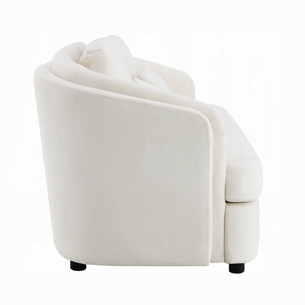 Riku Sofa | 2 Lumbar Pillows | 84’’ | Beige Linen | Modern Shape BM333063