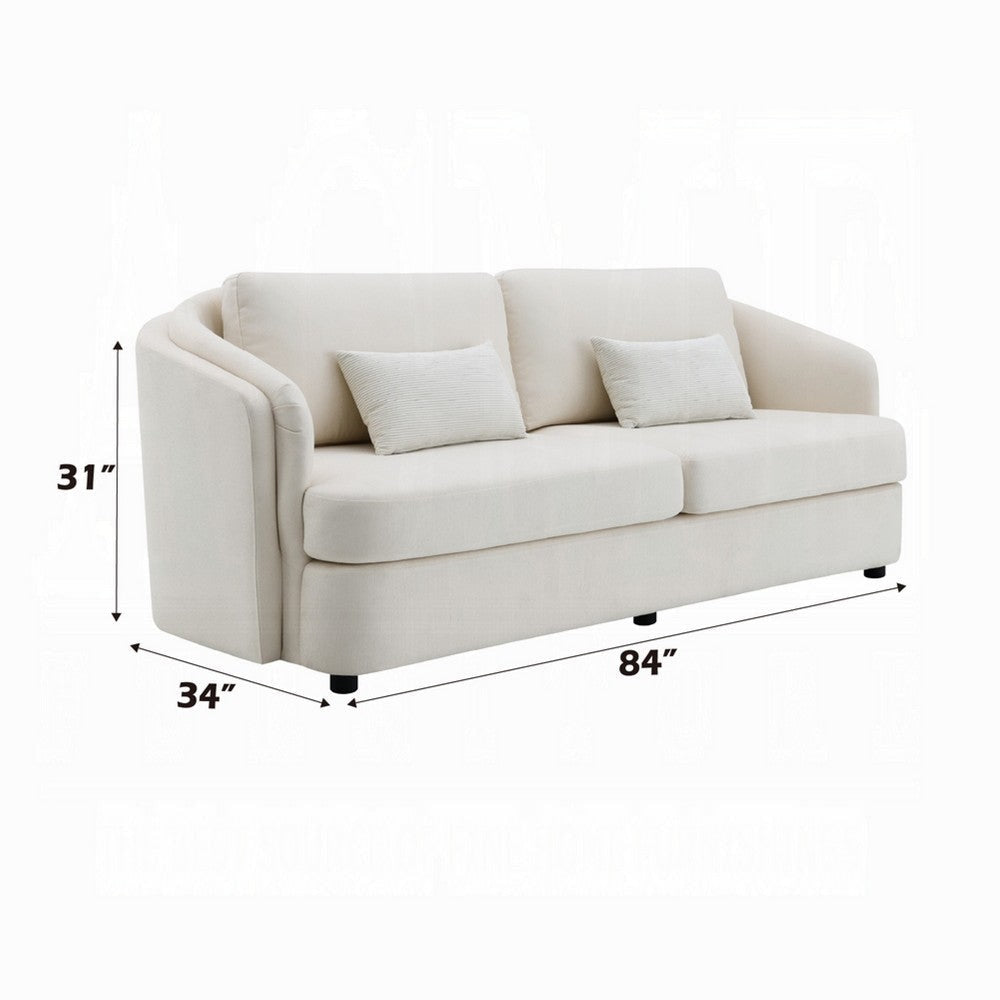 Riku Sofa | 2 Lumbar Pillows | 84’’ | Beige Linen | Modern Shape BM333063