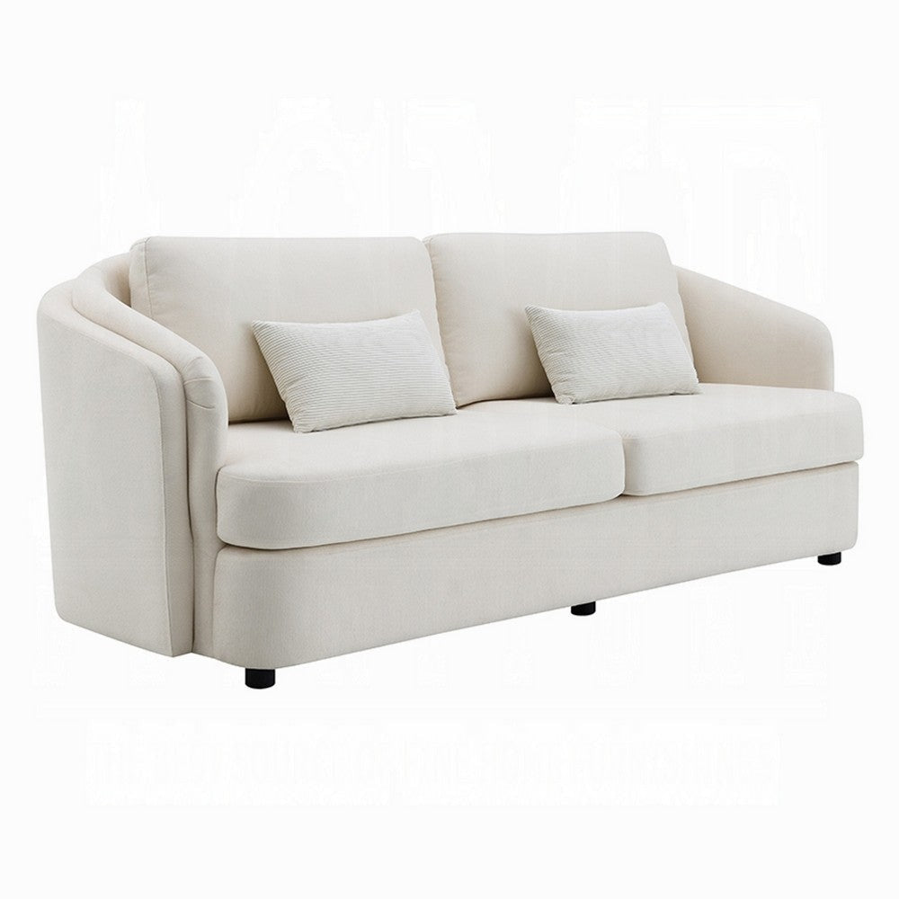 Riku Sofa | 2 Lumbar Pillows | 84’’ | Beige Linen | Modern Shape BM333063