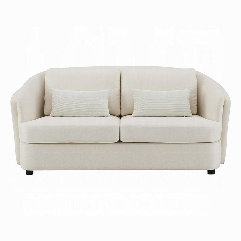 Riku Loveseat | 2 Accent Lumbar Pillows 69’’ Beige Linen Modern Shape BM333064