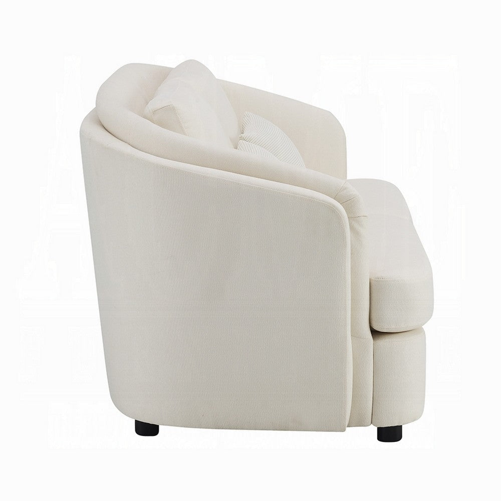 Riku Loveseat | 2 Accent Lumbar Pillows 69’’ Beige Linen Modern Shape BM333064