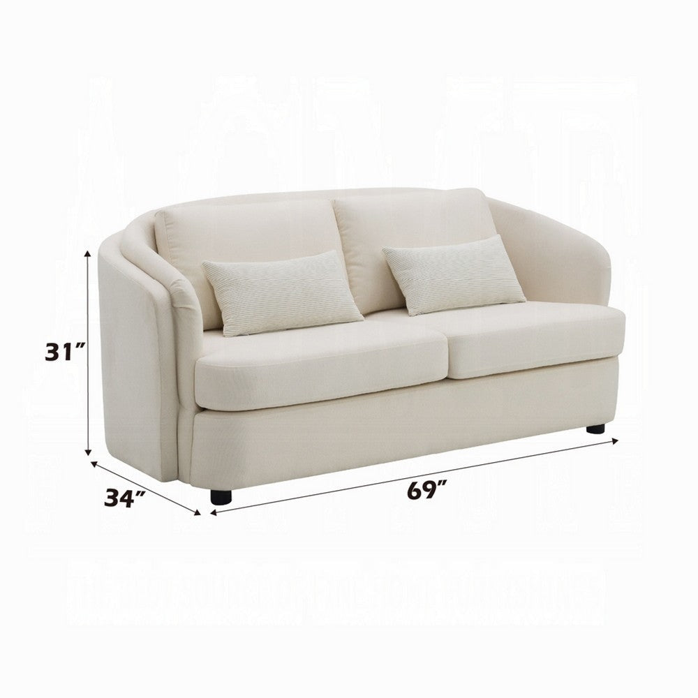 Riku Loveseat | 2 Accent Lumbar Pillows 69’’ Beige Linen Modern Shape BM333064