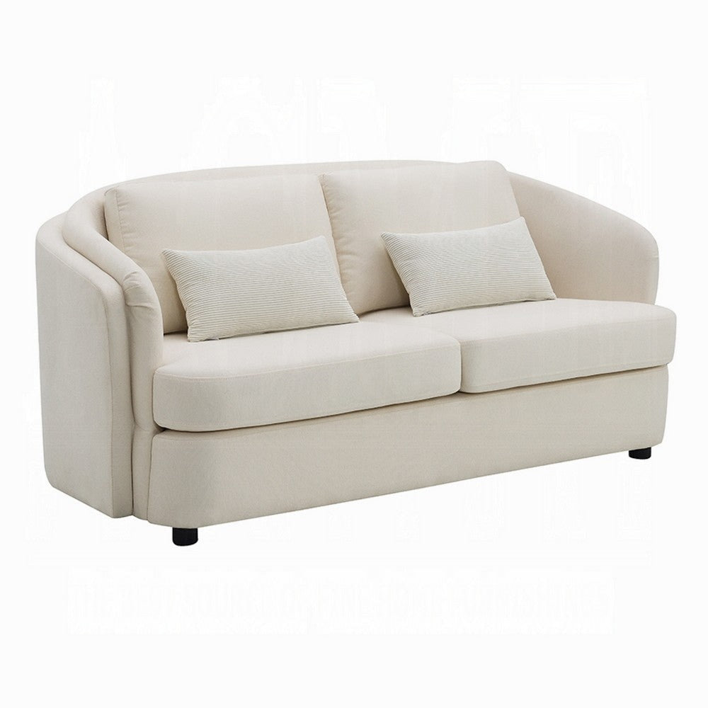 Riku Loveseat | 2 Accent Lumbar Pillows, 69", Beige Linen Modern Shape