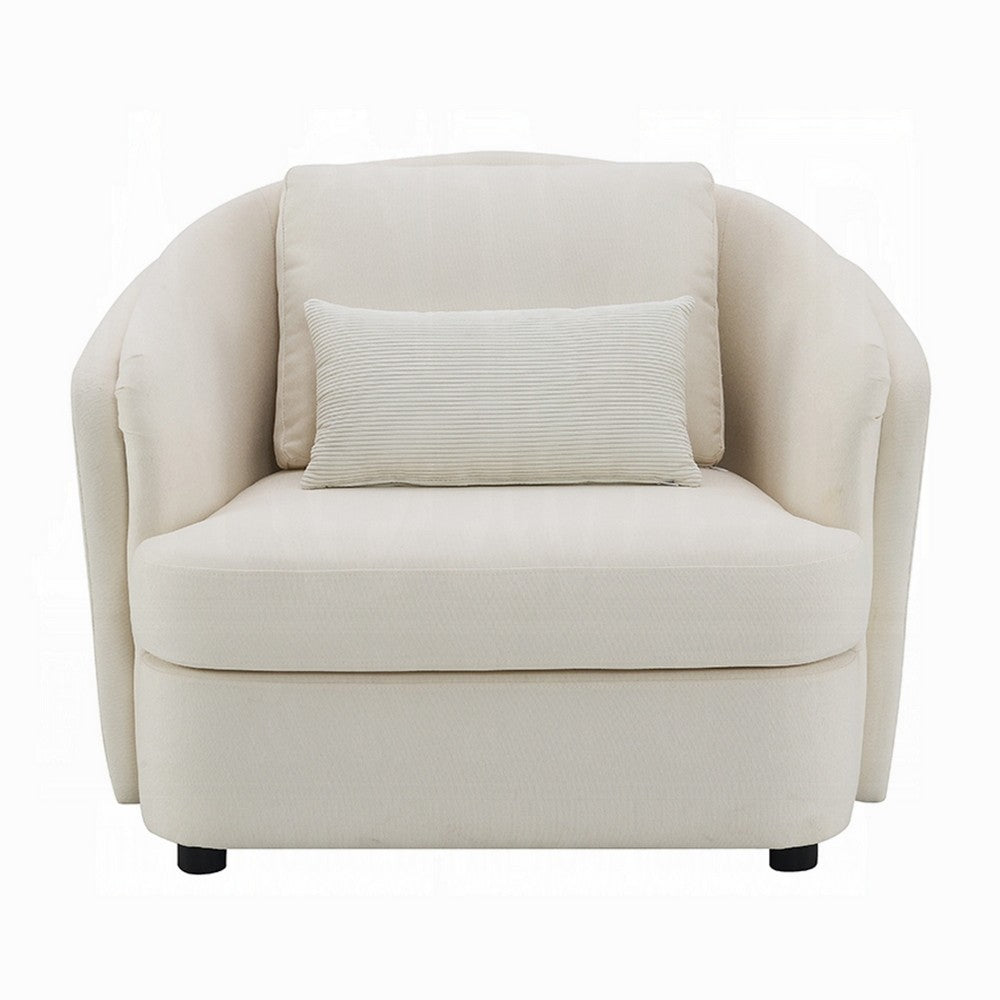 Riku Accent Armchair | 2 Lumbar Pillows | Soft Beige Linen Seating