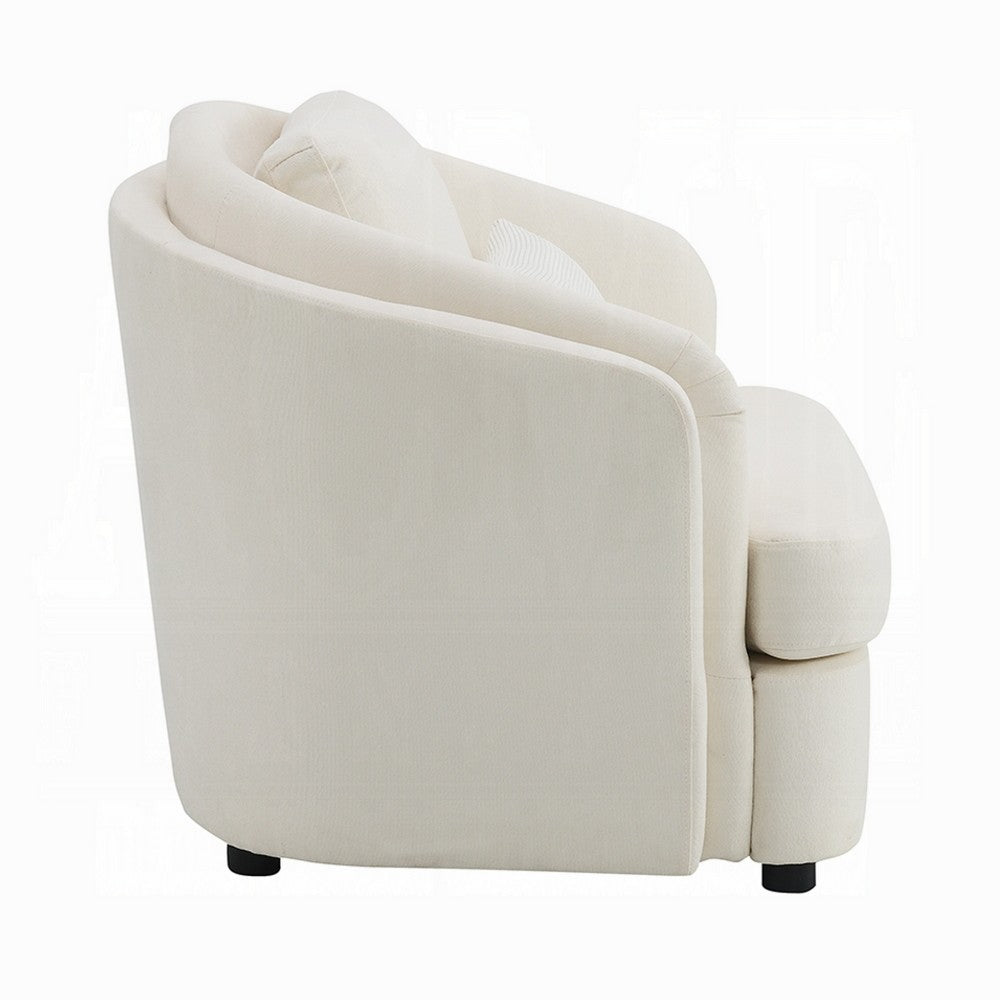 Riku Accent Armchair | 2 Lumbar Pillows | Soft Beige Linen Seating