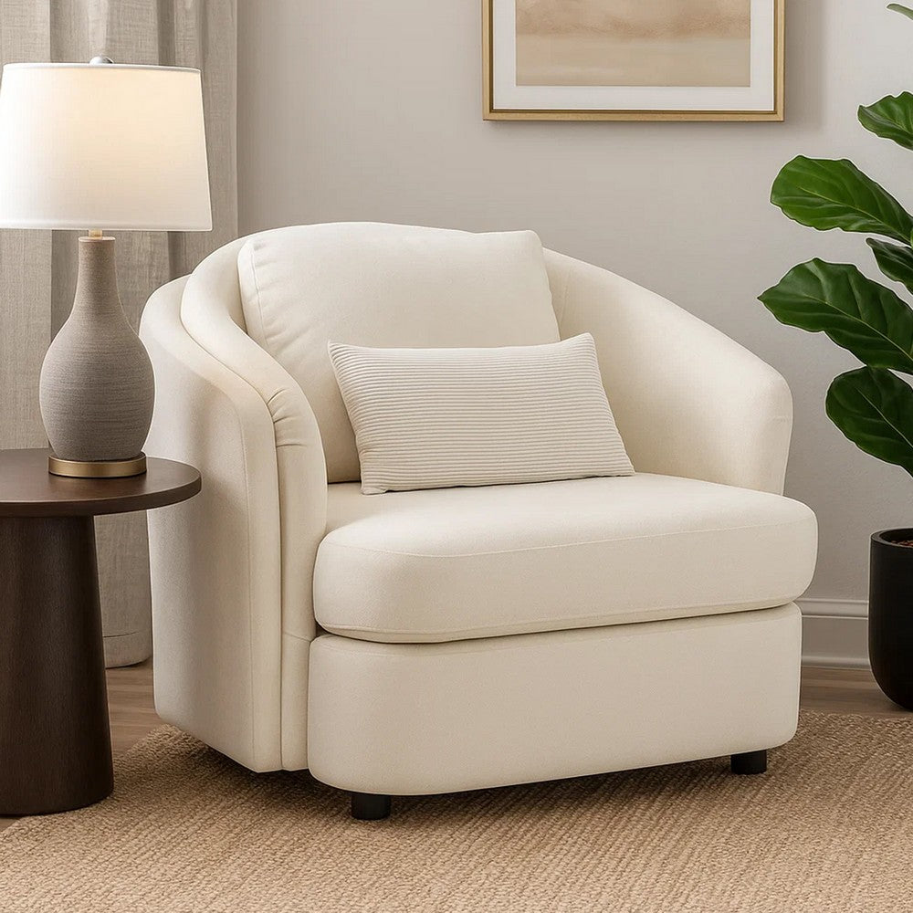 Riku Accent Armchair | 2 Lumbar Pillows | Soft Beige Linen Seating