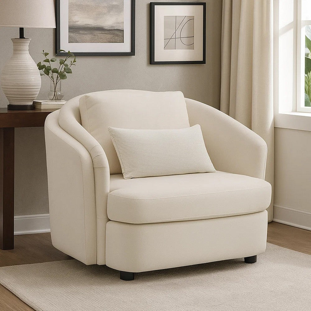 Riku Accent Armchair | 2 Lumbar Pillows | Soft Beige Linen Seating