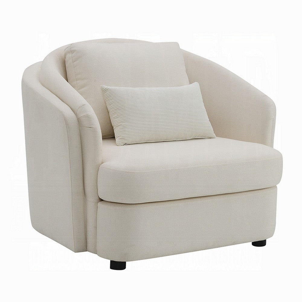Riku Accent Armchair | 2 Lumbar Pillows | Soft Beige Linen Seating