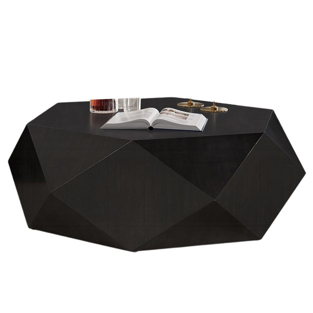 Hano Coffee Table | Black Rubberwood | 50’’ | Modern Geometric Body BM333066