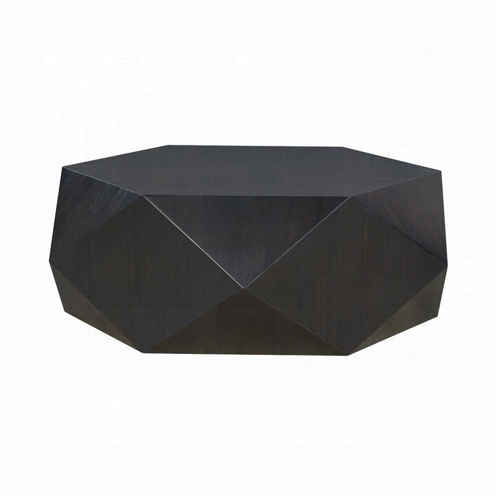 Hano Coffee Table | Black Rubberwood | 50’’ | Modern Geometric Body BM333066