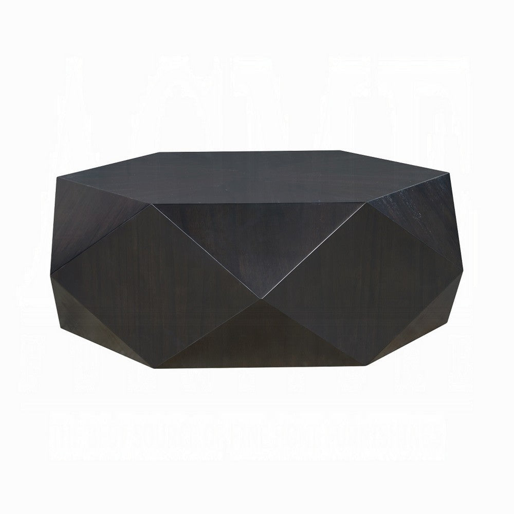 Hano Coffee Table | Black Rubberwood | 50" | Modern Geometric Body