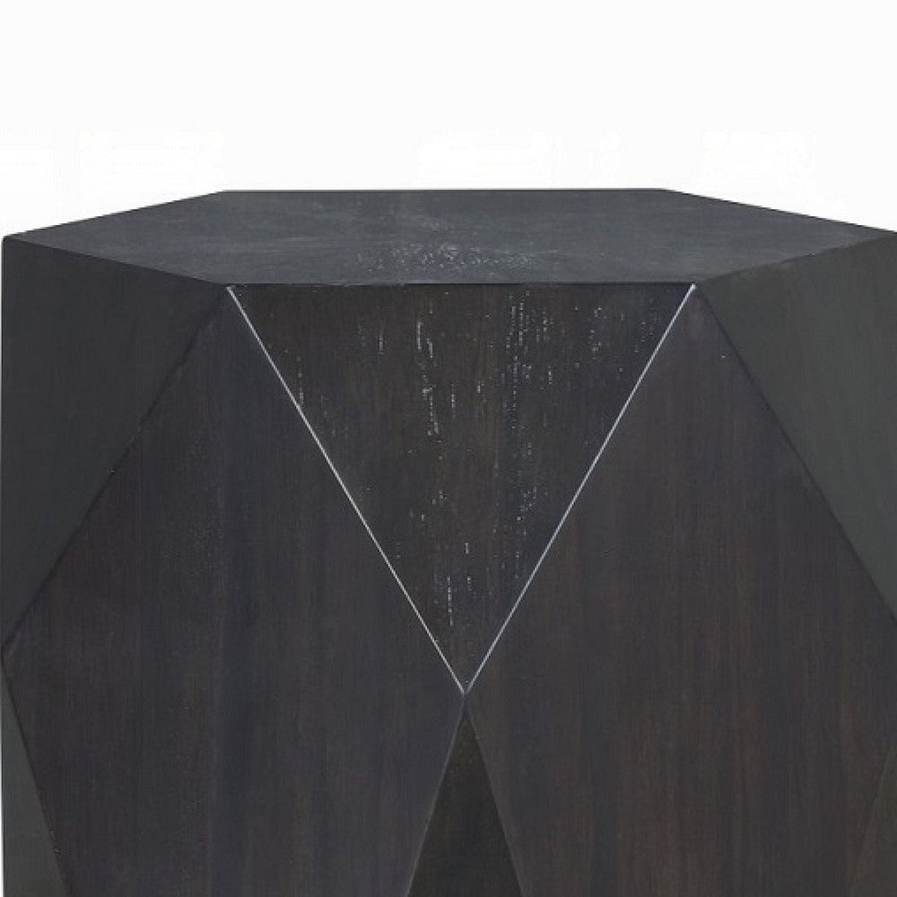 Hano Side End Table | Black Rubberwood | 22’’ Modern Geometric Body BM333067