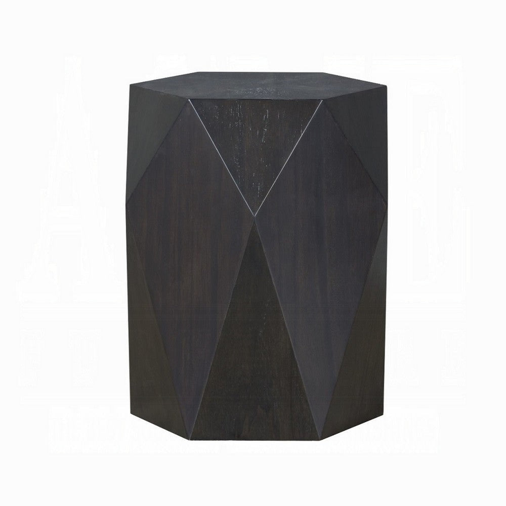 Hano Side End Table | Black Rubberwood | 22" Modern Geometric Body