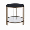 Abio Side End Table | 23’’ | Round Sintered Stone Top | Black and Gold BM333069